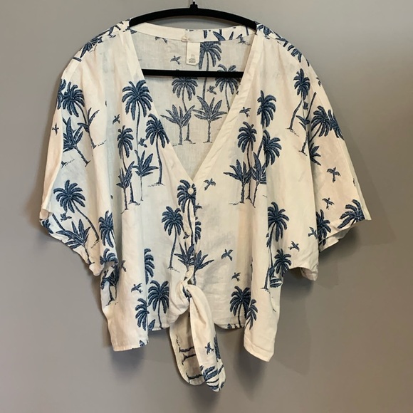 XL H&M Dempsey Palm Tree Linen Blend - Picture 3 of 8
